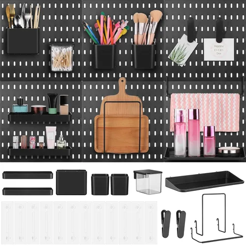 Unittype Kit de Combinación de Tablero de Clavijas de 17 Piezas, 6 Tableros de Clavijas de Plástico para Pared con 11 Accesorios, Organizador de