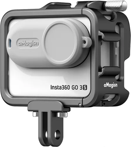 Miniatura 10 de Jaula de Marco de Aluminio con Funda de Silicona para Lente para Insta360 GO Ultra, Carcasa Protectora Metálica Duradera con Montura de Zapato Frío
