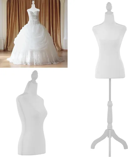 BLKMTY Maniquí femenino con forma de torso para costura, maniquí de costura, altura del cuerpo, modelo de vestido de ropa ajustable con base de
