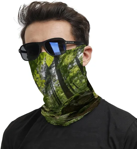 Miniatura 2 de Forest Face Scarf Cover Ear Loop Hole,Outdoors Face Mask for Women Men Sports Yoga Running Hiking Ski Snowboard,Cooling Neck Shield Scarf Cycling
