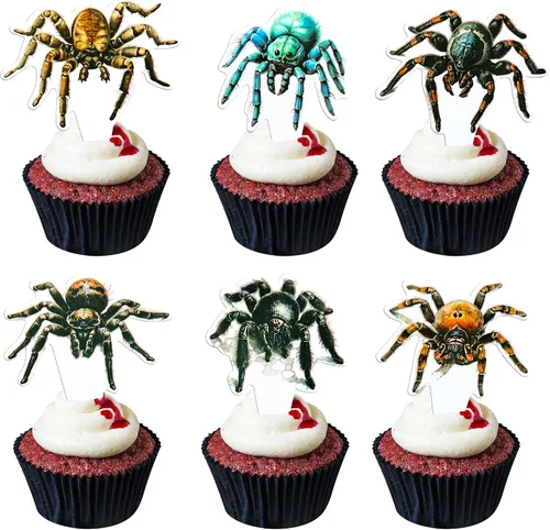 Miniatura 16 de Gyufise 24 adornos de Halloween para cupcakes con purpurina negra para dulce o truco de Halloween, decoraciones para baby shower, niños y niñas
