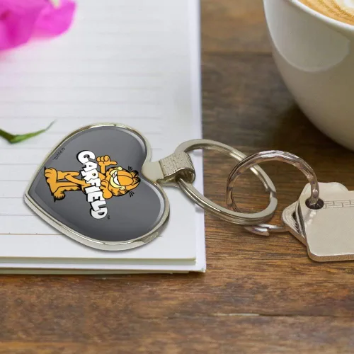 Miniatura 3 de GRAPHICS & MORE Garfield with Logo Keychain Heart Love Metal Key Chain Ring