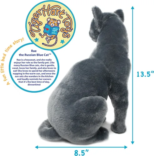 Miniatura 2 de TigerHart Rae The Russian Blue Cat - Gato gris de peluche de 12 pulgadas