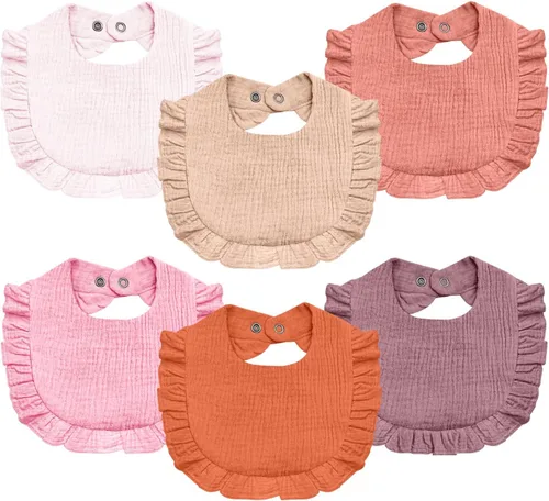 Baberos de muselina para bebé, 6 baberos bandana para baba y dentición, algodón suave y absorbente para recién nacido