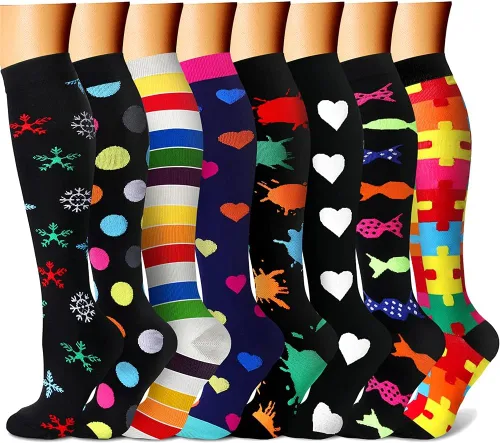 Miniatura 36 de CHARMKING Calcetines de compresión para mujeres y hombres para circulación (8 pares) 15-20 mmHg, mejor soporte para ciclismo atlético