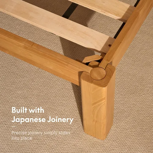 Miniatura 3 de FLEXISPOT Hako - Marco de cama de carpintería japonesa G2, cama de plataforma Queen de madera de caucho maciza, certificado IAS y SGS