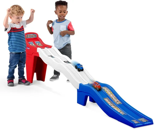 Miniatura 8 de Simplay3 Carrera de descenso de pista rápida, pista de carreras dual para niños pequeños, 2 autos de carreras de juguete incluidos, fabricado