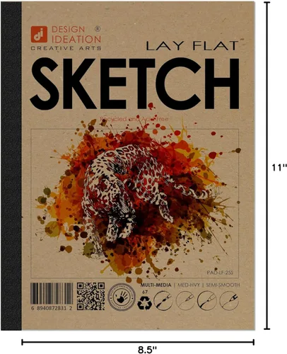 Miniatura 10 de Design Ideation Lay Flat Multi-Media Sketch Bloc de bocetos. Hoja extraíble para lápiz, tinta, marcador, carbón y acuarela. Ideal para arte, diseño