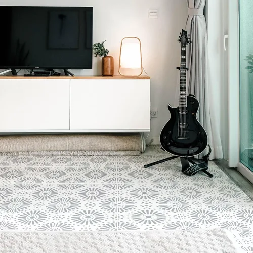 Miniatura 2 de Plantillas de pared para pintar con patrón grande de 12 x 12 pulgadas, plantillas de suelo grandes reutilizables, plantillas de azulejos simples NS14
