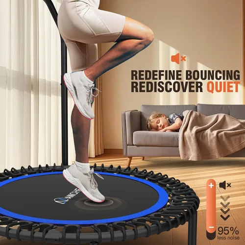 Miniatura 6 de ANCHEER - Trampolín de entrenamiento plegable de 40 pulgadas con cuerdas de resistencia y cuerdas elásticas mejoradas, manubrio ajustable de 4
