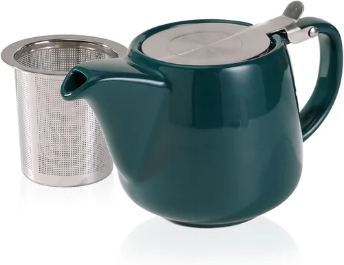 Miniatura 10 de Tetera de cerámica con infusor de acero inoxidable, resistente al calor, perfecta para hacer té, tetera gris 500ml/17oz