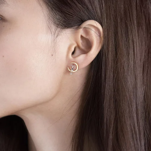 Miniatura 9 de S.Leaf Aretes de plata de ley, aretes de gato y luna, artículos de gato para amantes de los gatos, joyería de gato para mujeres, regalos