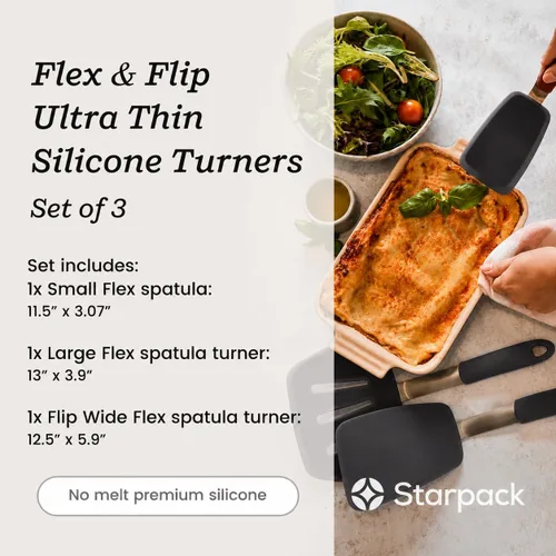 Miniatura 4 de StarPack - Juego de espátulas de silicona flexible de alta calidad, 3 espátulas para utensilios de cocina antiadherentes, juego de espátulas de alta
