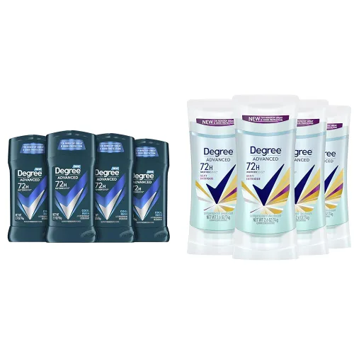 Degree Desodorante antitranspirante de protección avanzada para hombre, Cool Rush, 4 unidades, 72 horas y desodorante antitranspirante avanzado