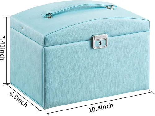 Miniatura 4 de Oyydecor Joyero organizador para mujeres y niñas piel sintética para personas mayores caja de almacenamiento de joyas de tamaño mediano