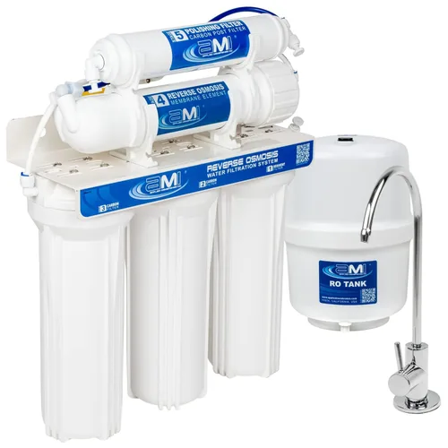 Applied Membranes Inc. Sistema de filtro de agua de ósmosis inversa de 5 etapas, 100 galones por día