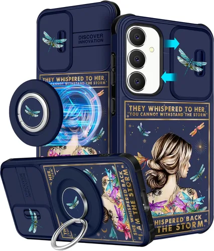 Miniatura 44 de Funermei Funda para teléfono Samsung Galaxy A15 5G - [2 en 1] Funda para teléfono de mujeres lindas chicas, diseño femenino de mariposa negra
