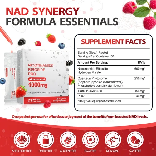 Miniatura 2 de Suplemento NAD, suplementos líquidos liposomales NAD+ de 1000 mg, alternativa de suplemento NMNH para hombres y mujeres, aumenta la energía celular