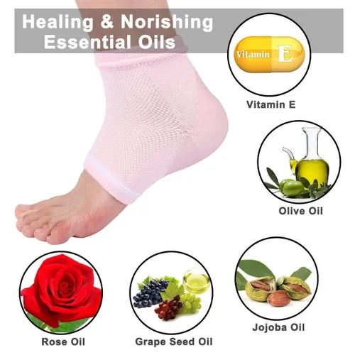 3 pares de calcetines de talón de gel hidratantes suaves ventilados con gel botánico de calidad de spa para cuidado de día y noche, calcetines de