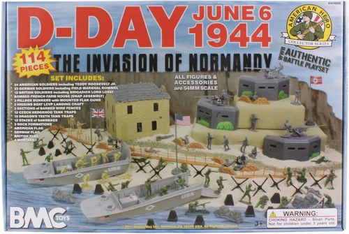 Miniatura 2 de BMC Toys - Soldados de plástico de la Segunda Guerra Mundial, invasión de Normandía, 114 piezas en caja
