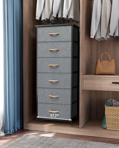 Miniatura 2 de Crestlive Products Torre de almacenamiento de vestidor vertical - Estructura resistente de acero, parte superior de madera, cajones de tela de fácil