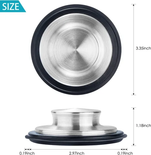 Miniatura 2 de Tapón para fregadero de cocina, acero inoxidable, borde ancho grande de 3.35 pulgadas de diámetro, 2 unidades Fengbao