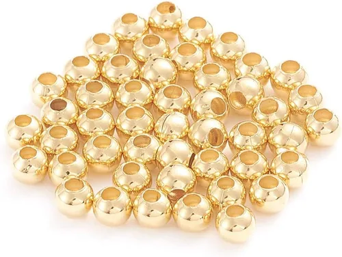 Miniatura 9 de Pandahall 500 cuentas espaciadoras redondas de 0.079 in doradas de acero inoxidable 304 sin costuras sueltas pequeñas pequeñas cuentas de metal