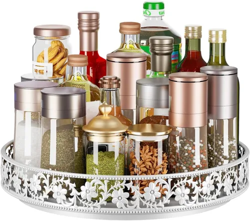 Lazy Susan - Organizador giratorio de 10 pulgadas, estante de especias giratorio de 360 grados Lazy Susan para gabinete, mesa de comedor, encimera,