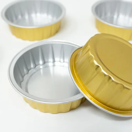 Miniatura 7 de Tazas pequeñas de aluminio para hornear, color dorado, de 2 onzas, 100 unidades, mini ramequines desechables, platos pequeños de crema brulee