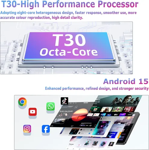 Miniatura 3 de Tablet de 10 pulgadas, tabletas Android 15 con funda, 18 GB+128 GB, expansión de 1 TB, tableta Octa-Core Widevine L1 compatible con WiFi 5, 6000