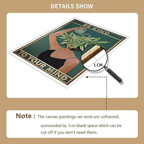 Miniatura 3 de Póster vintage con texto en inglés «Be Kind To Your Mind» («Be Kind To Your Mind») con cita de salud mental, pósteres artísticos de pared geniales