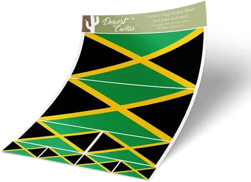 Calcomanías de bandera de Jamaica, paquete de 8 unidades en total con logotipo de niños, álbum de recortes, vinilo para ventana, laptop, jamaicano V