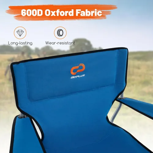 Miniatura 5 de Goplus Silla de caza giratoria de 360°, silla ciega plegable para adultos con portavasos y bolsa de transporte, sillas de camping ligeras y Azul