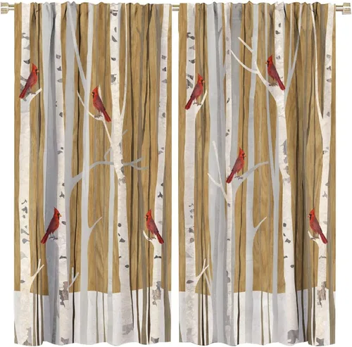 Miniatura 9 de Cortinas de abedul para sala de estar, niebla matutina en otoño, decoración del hogar, 42 x 45 pulgadas de largo