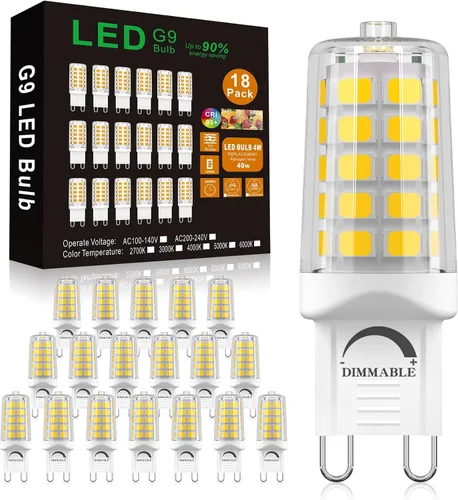 Miniatura 16 de BAOMING Bombilla LED G9 regulable de 4 W, equivalente a halógeno T4 G9 de 40 W, 2700 K blanco cálido suave, 120 V sin parpadeo, iluminación de araña