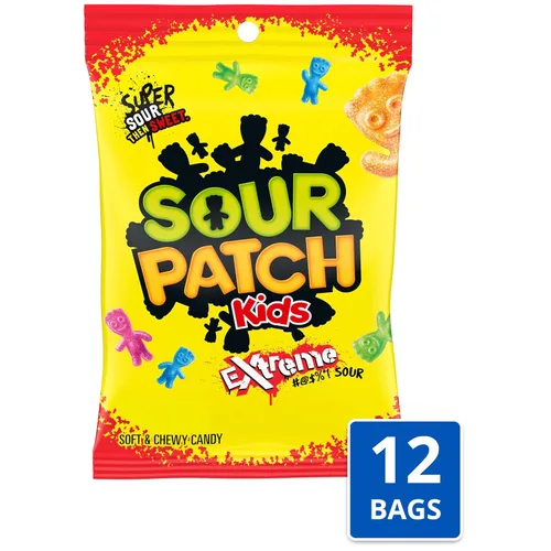 Miniatura 4 de SOUR PATCH KIDS Extreme Sour Soft & Chewy Gummy Candy, caramelos a granel, bolsas de 12 - 7.2 onzas