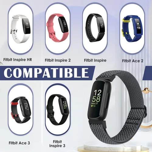 Miniatura 2 de Bcuckood Compatible con correas de reloj Fitbit Inspire 3/Inpsire 2/Inspire/Inpsire HR/Ace 2/Ace 3, correa elástica ajustable de repuesto