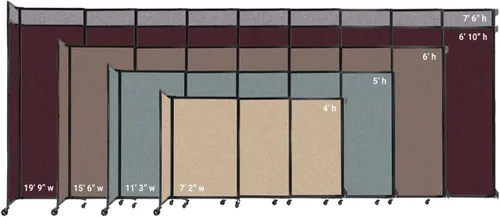Miniatura 2 de Divisor de habitación de pared recta deslizante montado en la pared Anchos ajustables Ruedas de bloqueo Separador de habitación Paneles