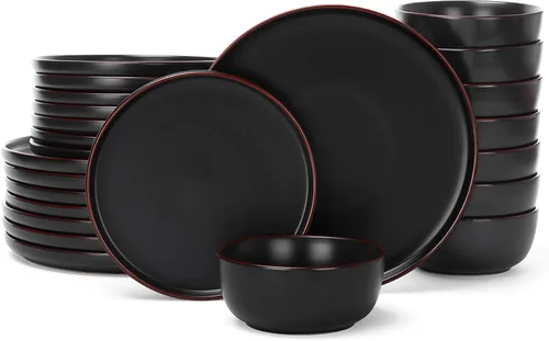 Miniatura 23 de Famiware - Juegos de vajilla Mercury con tazas, servicio para 4 (16 piezas), juegos de platos y cuencos, juego de platos apto para microondas