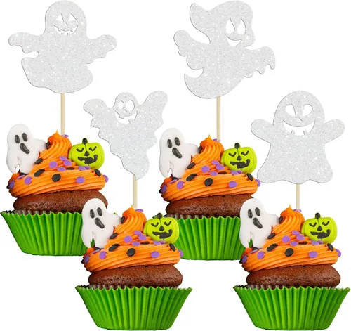 Miniatura 10 de Gyufise 1 pieza de decoración de pastel de cumpleaños con purpurina montada de terror clásico de Halloween para temática de terror sangriento