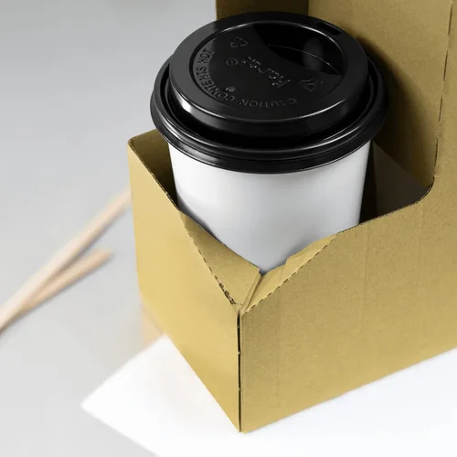 Miniatura 3 de Karat Transportador de bebidas de cartón con asa [250 quilates] – Resistente portador de café de 2 tazas para bebidas calientes/frías, se adapta a