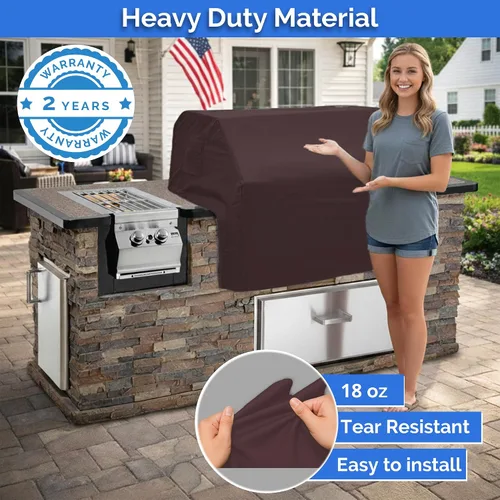 Miniatura 5 de Covers & All Cubierta de parrilla integrada para parrilla al aire libre – Resistente 18 oz impermeable cubierta de parrilla de barbacoa incorporada