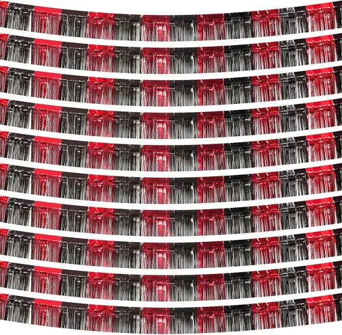 Miniatura 13 de Paquete de 10 guirnaldas de flecos negros de 10 pies, guirnalda de flecos de oropel metálico, serpentinas de flecos para desfiles, flotadores