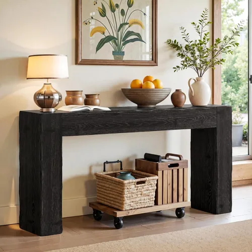 Miniatura 5 de Tribesigns 63-Inch Solid Wood Console Sofa Table, Farmhouse Long Entryway Table Behind Couch for Living Room, Entrance, Hallway, Foyer, Easy