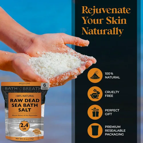 Miniatura 6 de Aromasong Sal de baño del mar muerto cruda, mínimamente limpia, contiene más minerales del mar muerto, incluyendo barro del mar muerto, sales 100%