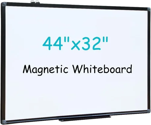 XIWODE Pizarra magnética grande de borrado en seco de 32 x 44 pulgadas, marco de aluminio negro montado en la pared, suave y duradero, sin fantasmas