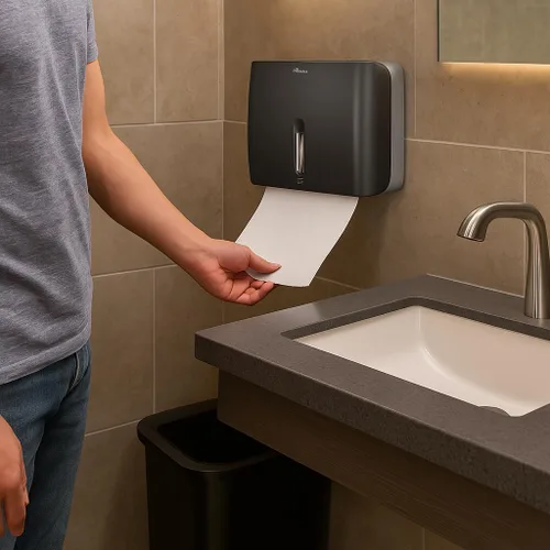 Miniatura 2 de Dispensador de toallas de papel de montaje en pared comercial con cerradura de llave, dispensador compacto de toallas de papel multipliegue
