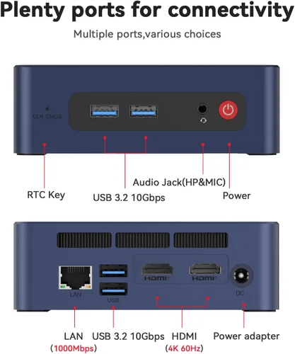Miniatura 7 de Beelink SER3 3200U Mini PC, AMD Ryzen 3 Processor(2C/4T, up to 3.5GHz), Mini Computer 8GB DDR4 480GB SSD, Desktop PC Dual HDMI/4K