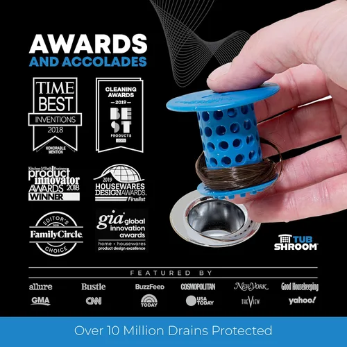 Miniatura 8 de TubShroom Colador Captador de Cabello para Desagüe de Bañera, Azul – Protector de Desagüe y Captador de Cabello para Desagües de Baño, Se Adapta a