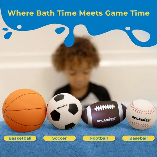 Miniatura 2 de SplashEZ Juguetes de Baño Deportivos para Bebés Juguetes de Baño sin Molde para Niños y Pequeños sin Agujeros para Agua Juego de Pelotas